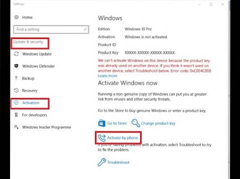 activación del teléfono de windows 10