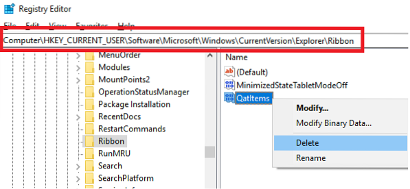 windows 10 quick access registry