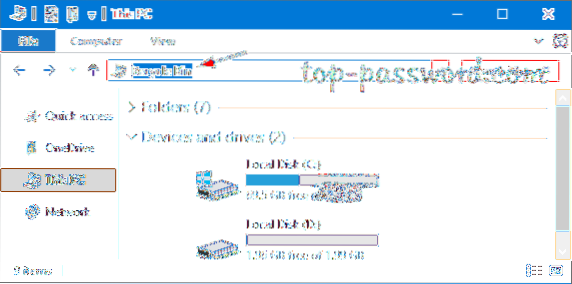windows 10 papirkurven placering