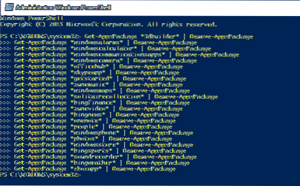 windows 10 eliminar aplicaciones powershell