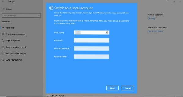 omitir preguntas de seguridad de windows 10