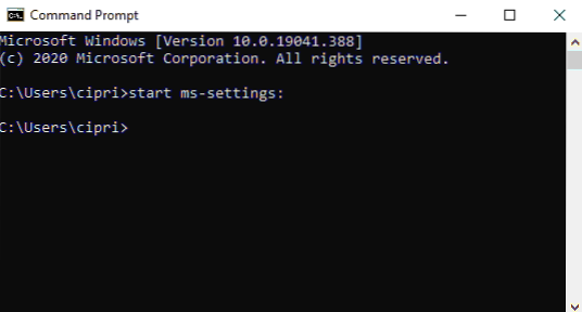 windows 10 indstillinger cmd