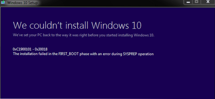 configurarea Windows 10 nu pornește