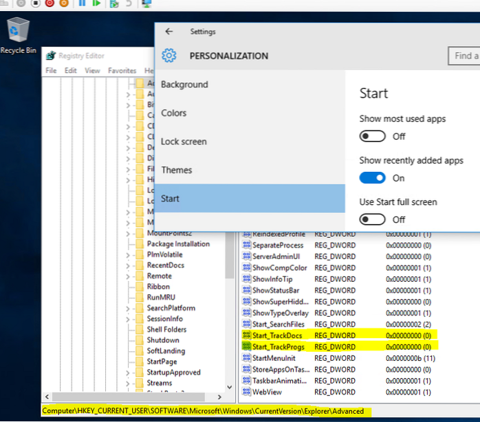 Windows 10 zeigt die am häufigsten verwendete Apps-Registrierung an