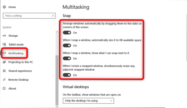 Windows 10 snap assist dezactivează