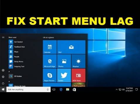 retraso / retraso del menú de inicio de Windows 10