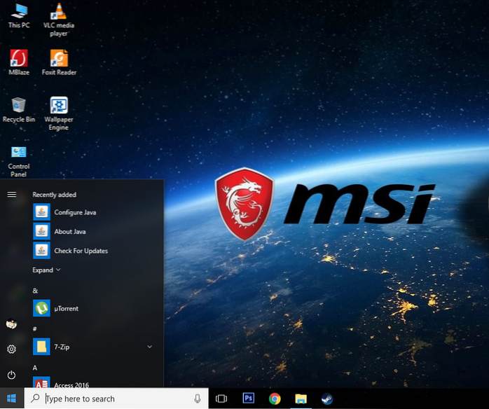 nabídka Start systému Windows 10 nezobrazuje aplikace