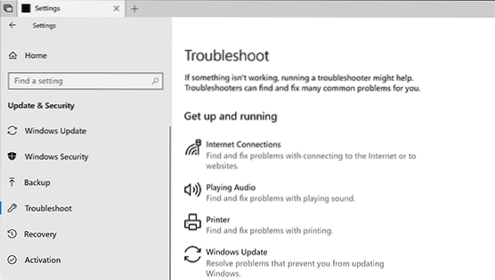 Windows 10 spustit Poradce při potížích