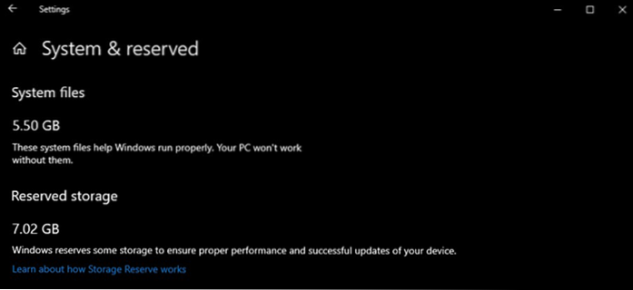 windows 10 system and reserved storage too large