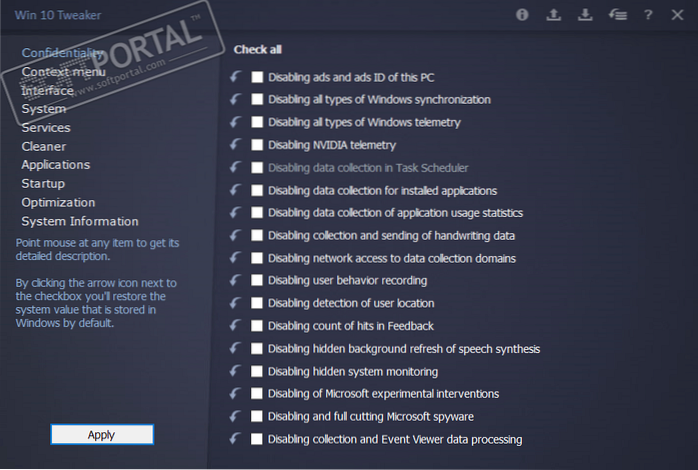 ferramenta de ajuste do windows 10