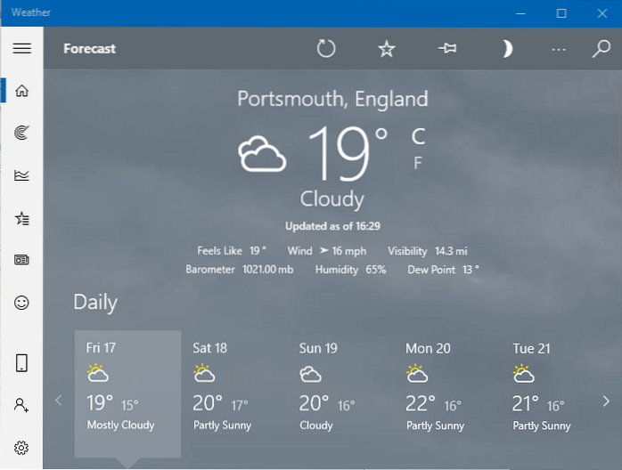 téléchargement de l'application météo windows 10