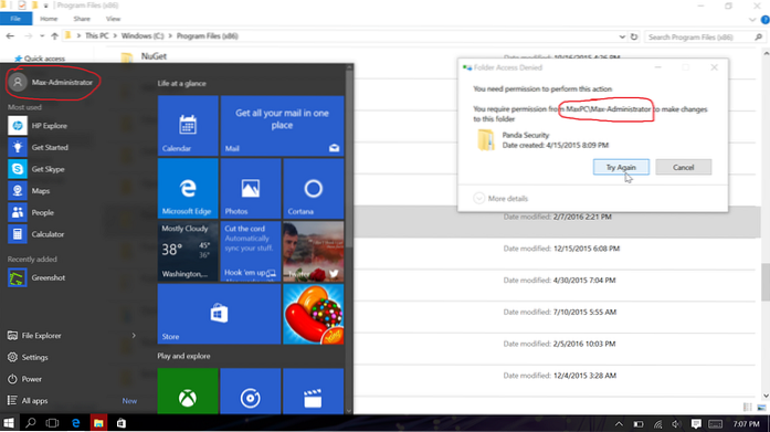 Windows 10 behöver du tillstånd för att utföra den här åtgärden