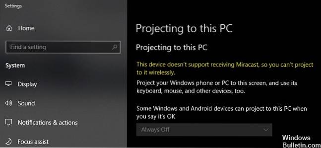 windows 10 seu pc ou dispositivo móvel não suporta miracast