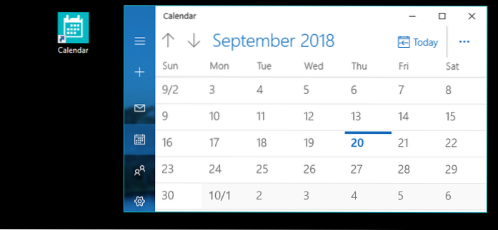 atalho do calendário do windows