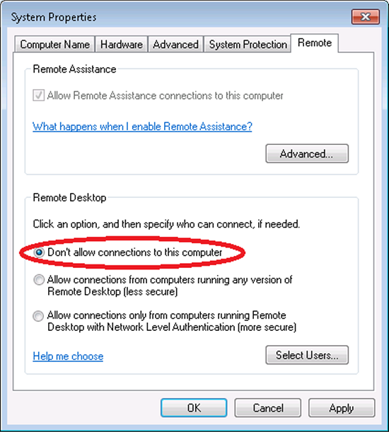 windows deaktiver rdp