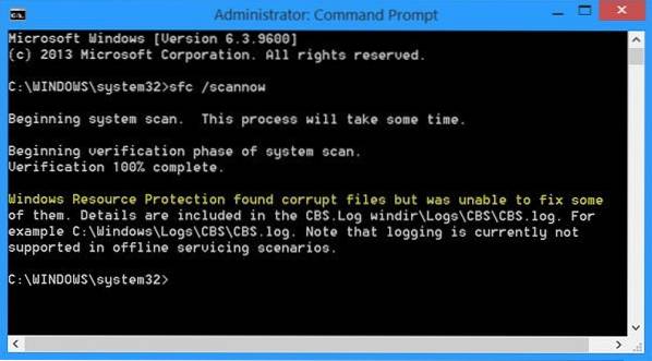 windows ressourcebeskyttelse fandt korrupte filer, men kunne ikke rette nogle af dem