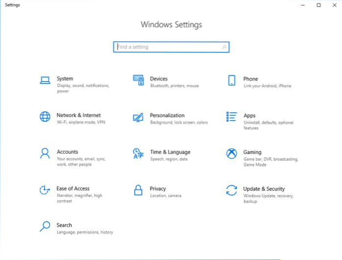 configuración de windows