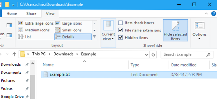 le finestre mostrano i file nascosti