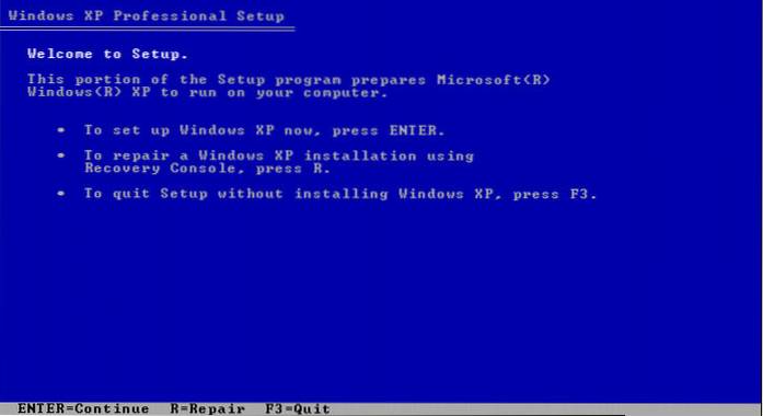 processus d'installation de windows xp