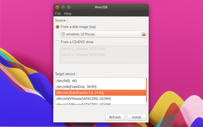 woeusb installa Windows 10