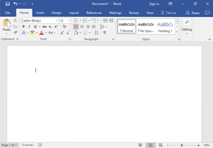 documento en blanco de Word