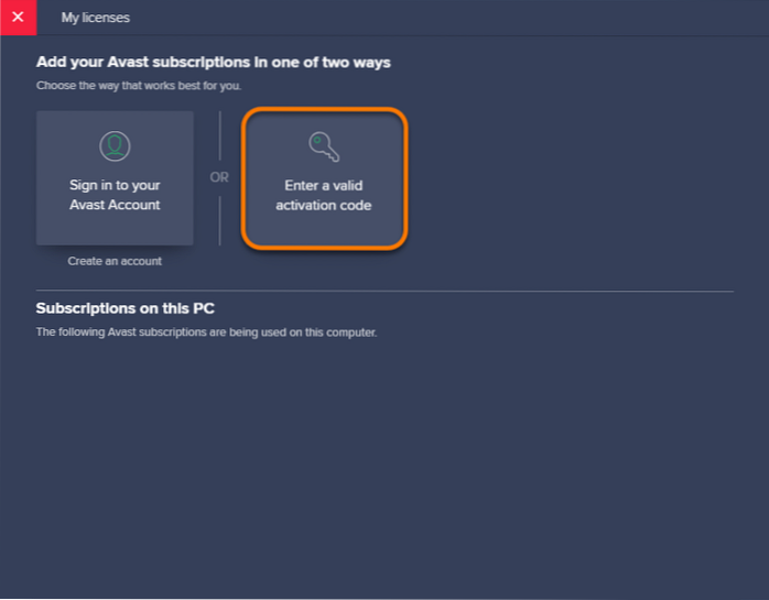 www avast com aktivere