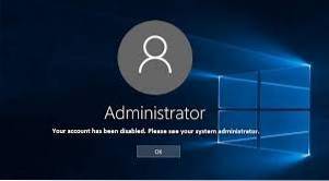 sua conta foi desativada windows 10