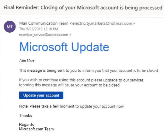 din konto er lukket - microsoft