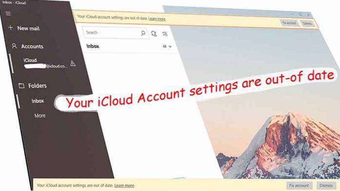 icloud-innstillingene dine er utdaterte windows 10 mail