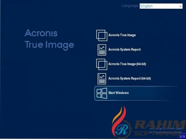 acronis true image bootovací iso
