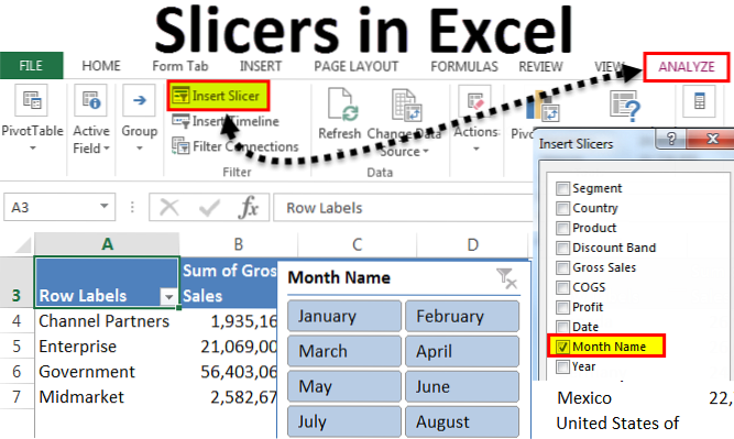 ajouter un slicer dans Excel