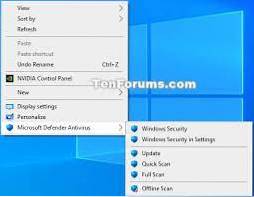 agregar Windows Defender al menú contextual de Windows 10