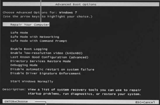 avanserte oppstartsalternativer windows 7