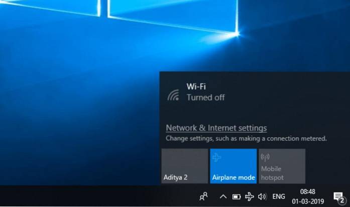 icône de mode avion coincée sur windows 10