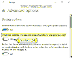 permite descărcarea automată a actualizărilor prin conexiuni măsurate