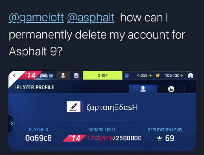 asfalt 9 account verwijderen