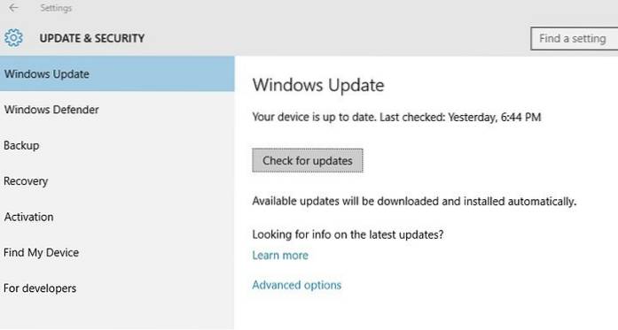 actualización automática a windows 10