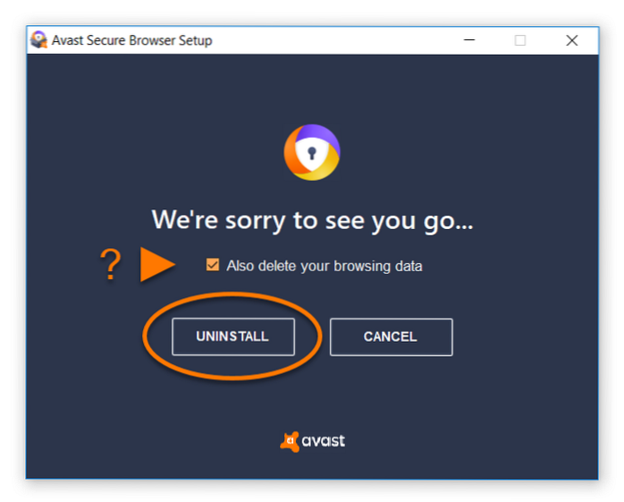desinstalación segura del navegador avast
