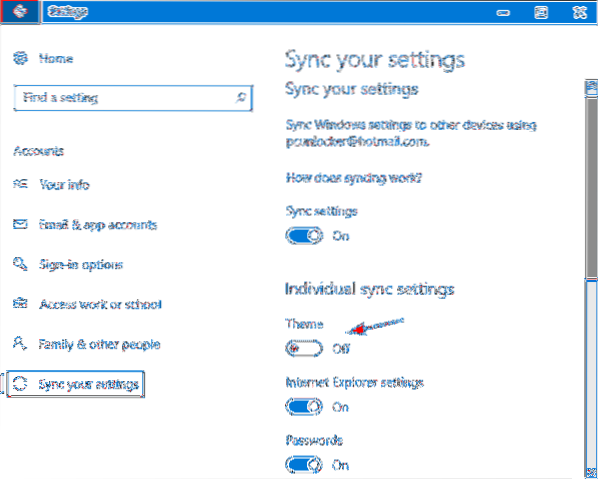 synchronizace pozadí Windows 10