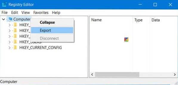 copiați și restaurați Windows 10 de registry