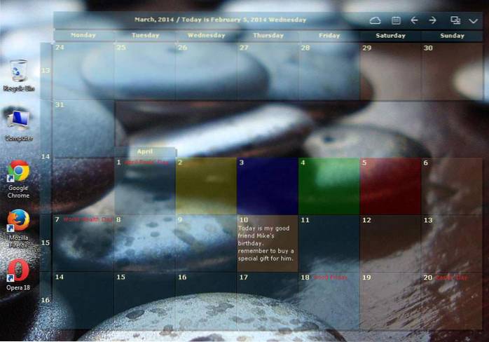 calendar screensaver windows 10