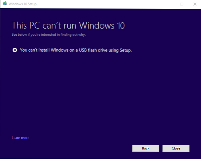 impossible d'installer windows 10 depuis usb