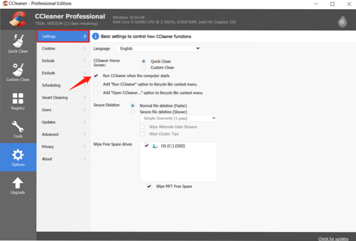 ccleaner continuă să se deschidă