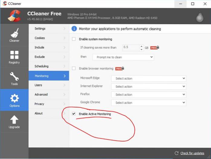 ccleaner permanece na bandeja