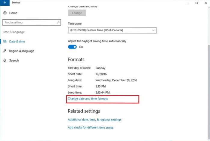 change date in windows 10