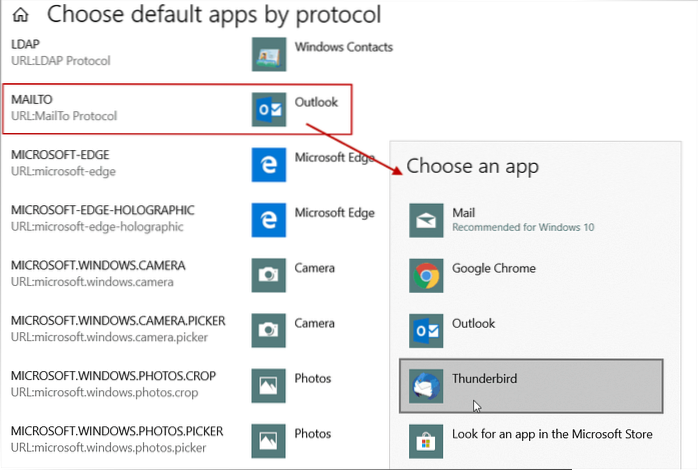 cambiar la dirección de correo electrónico predeterminada en Windows 10