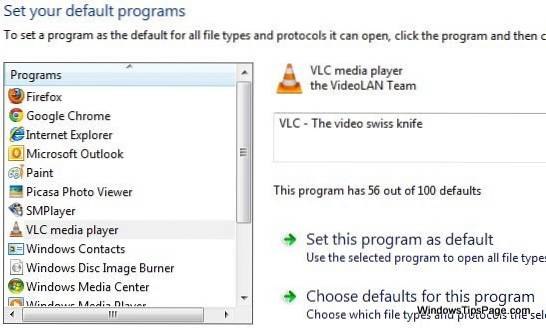 modificați playerul media implicit Windows 7
