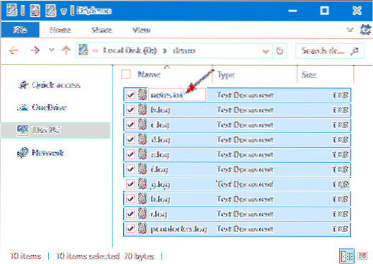 alterar o nome de várias janelas de arquivos