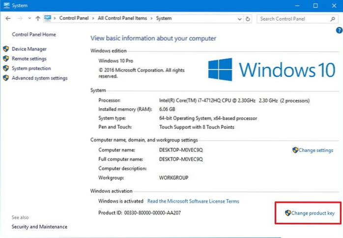 change product id windows 10