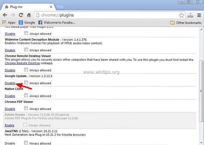 chrome disable update